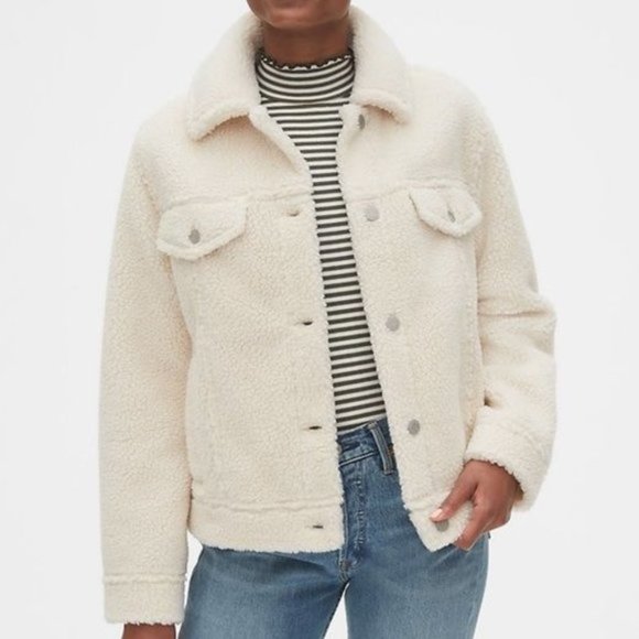 GAP Jackets & Blazers - NWOT GAP Off-white Teddy Bear Sherpa Jacket - Size S